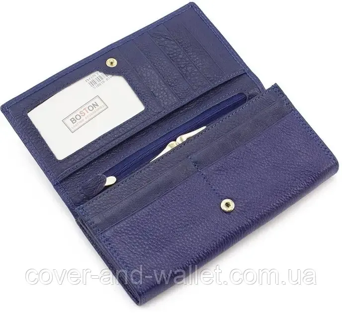 Cиній шкіряний класичний гаманець з натуральної шкіри Boston S1001B Київ - фото 6