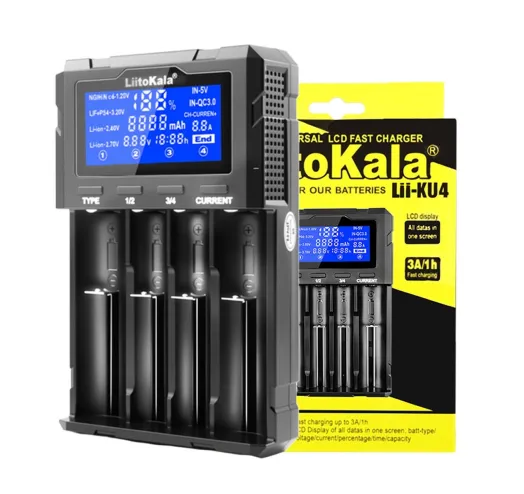 Зарядное устройство универсальное LiitoKala Lii-KU4 LCD Type-C для аккумуляторов (Li-ion IMR LiFe NiMH/CD) на 4 канала Киев