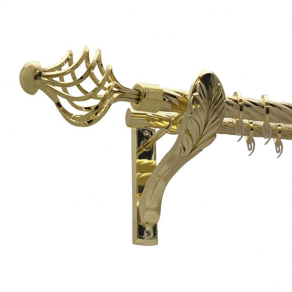 Карниз Orvit Арезо металевий дворядний ретро скручена труба кільце фасонне металеве  Золото 25\19 мм 200 см (00-00010940) Львів - фото 1