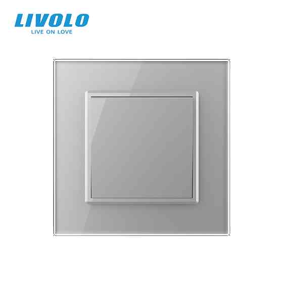 LIVOLO Кнопковий вимикач без фіксації Дзвінковий вимикач Імпульсний вимикач Livolo сірий скло ( Коломия