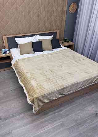 Плед двосторонній 155х200 см (+-5см) рельєфний із штучною овчиною Пісочний з білим (87-073) Київ