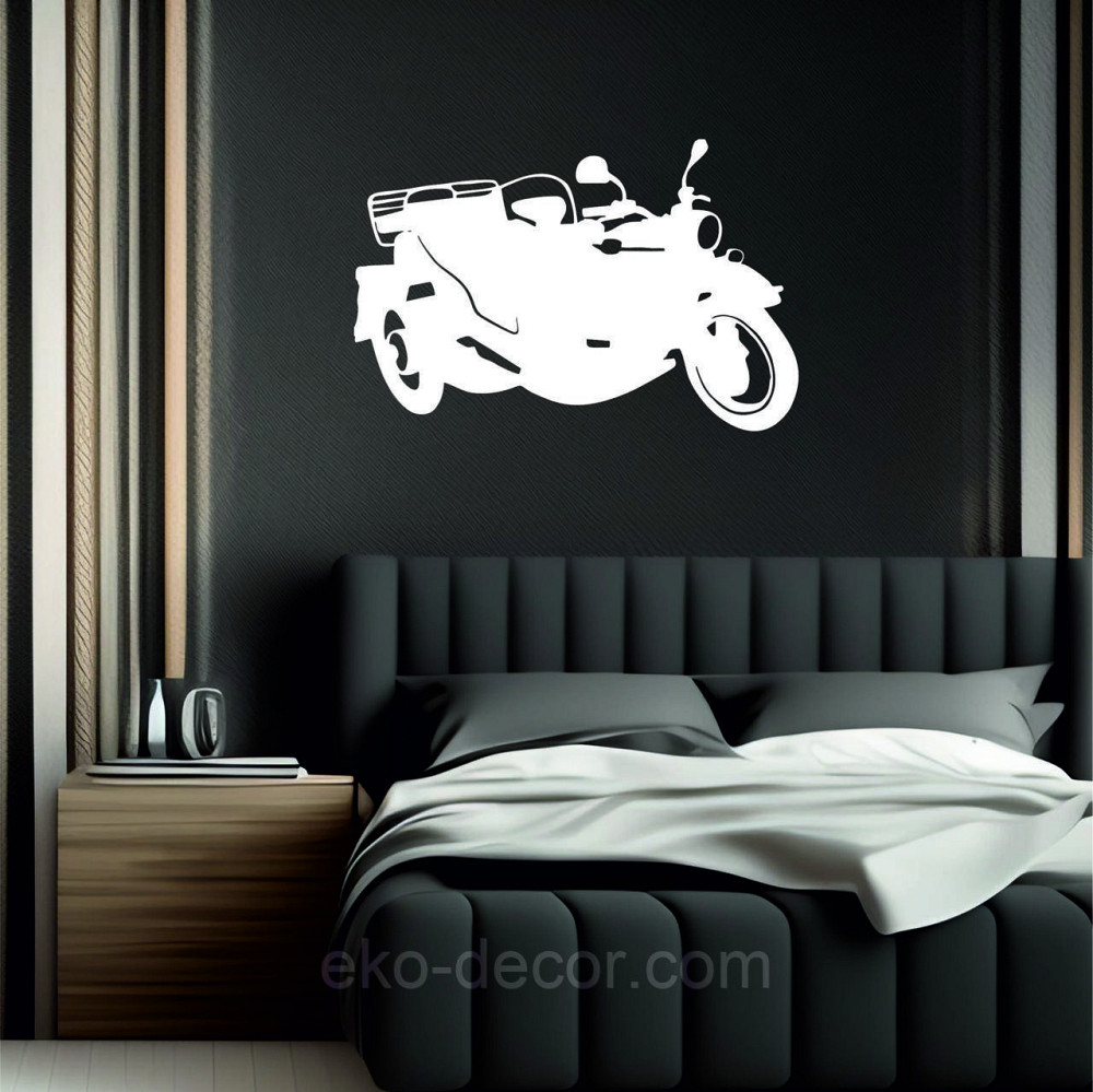 Декоративное настенное Панно «Мотоцыкл с коляской» Декор на стену 110*72 см, Белый Киев - изображение 6