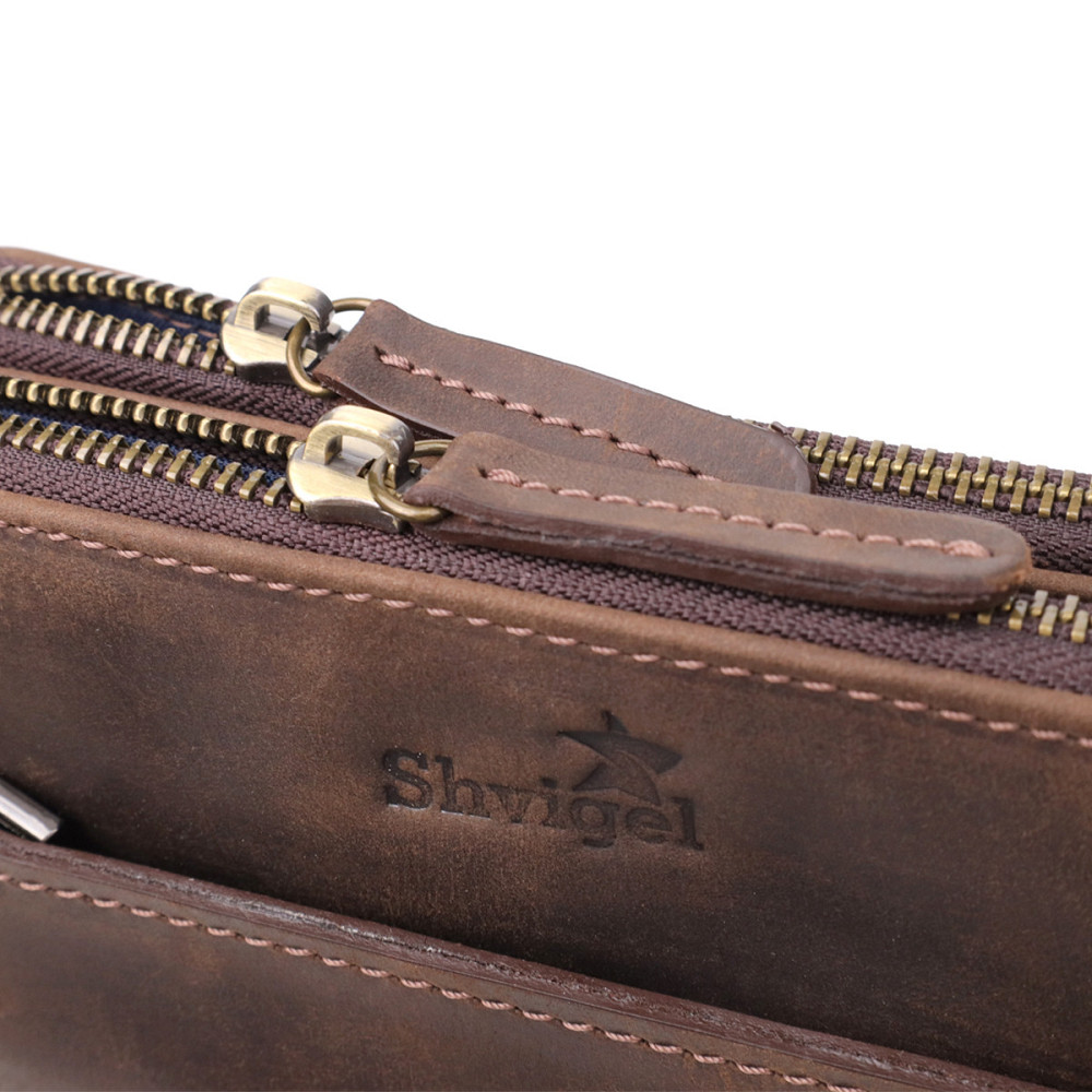 Мужская сумка через плечо из винтажной натуральной кожи Shvigel 20866_1 Коричневый Киев - изображение 5