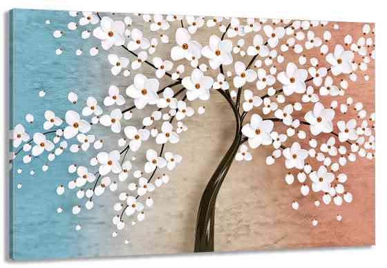 Картина полотно у вітальню / спальню Дерево в  квітах    MLP_183  ( 60х30см ) 90х180см Київ