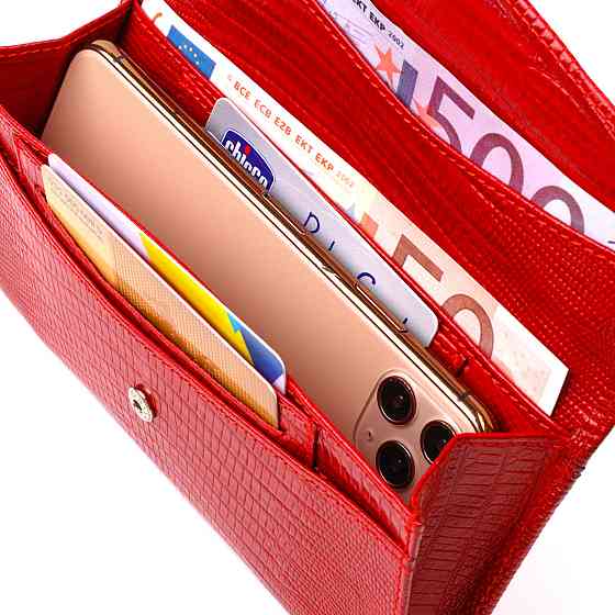 Фактурное женское портмоне из натуральной кожи с тиснением CANPELLINI 21698 Красный Киев