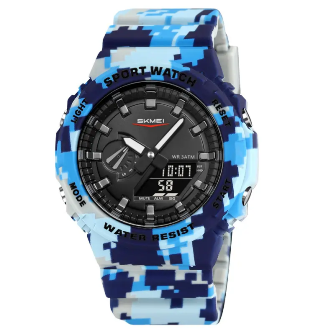 Чоловічий наручний годинник Skmei 2351 (Синій камуфляж) Київ - фото 1