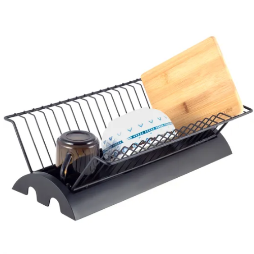 Сушарка для посуду 41,5*25,5*11,5см з піддоном хромована сталь чорний 0769C KAMILLE Житомир