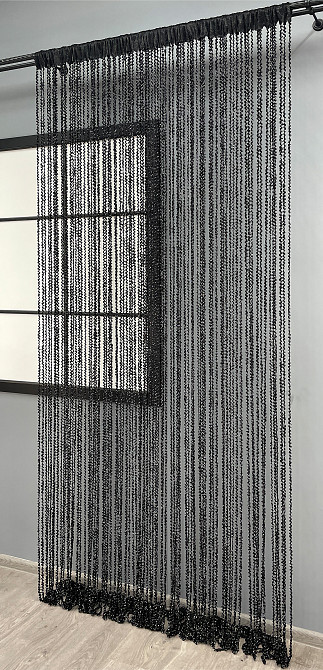 Шторы-нити спираль с люрексом Черный 300х300см 1 шт (61-067) Киев - изображение 4