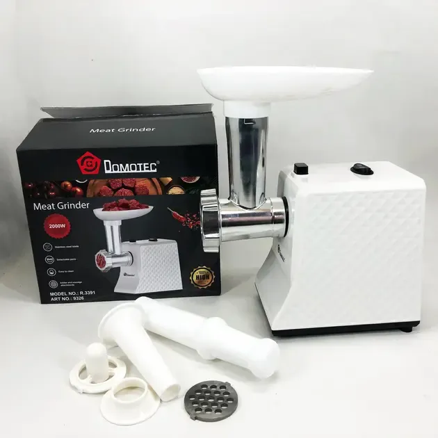 Мясорубка электрическая domotec r3391 2000w, мощная компактная мясорубка для дома, мясорубка 3 в 1 Коломия - фото 2