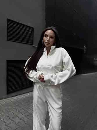 Женский удобный теплый костюм из флиса двусторонний Молочный, 46/48 Одесса