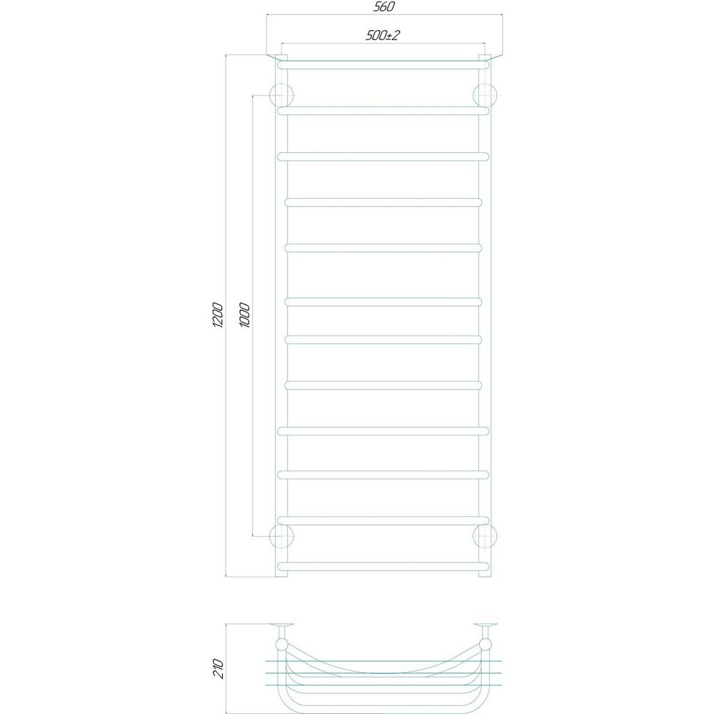 Полотенцесушитель UNIO Zp W 1200-500-12 Зета с полкой вода (000021425) Киев - изображение 8