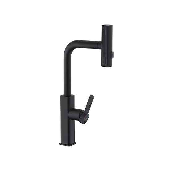 Змішувач для кухні з висувним виливом Kroner KRP Edelstahl Klassisch - SCH03918 чорний Київ