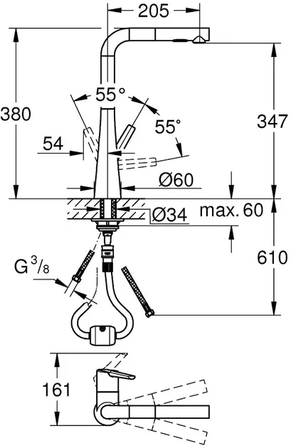 Змішувач для кухні з висувним виливом Grohe Zedra 32553002 Київ - фото 9