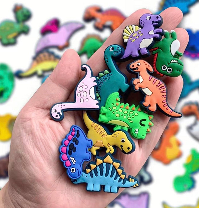 Набір 10 шт прикрас для взуття динозаври, джибітси для Crocs, аксесуари для сабо 3–4,5 см Київ - фото 3