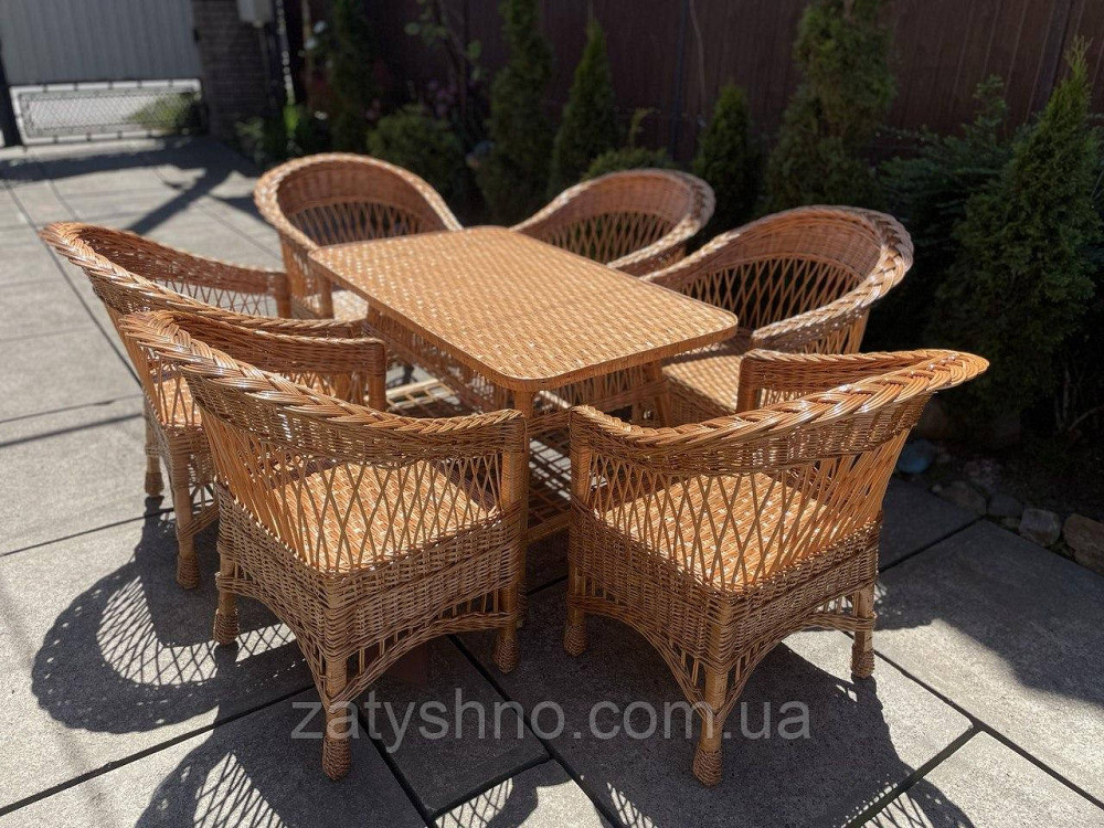 Меблі з лози на 6 людей з великим столом Київ - фото 3