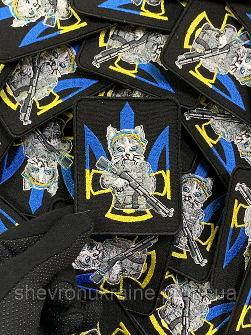 Шеврон украинский котик (Форма прямоугольная. На липучке) Размер 9x7см Киев - изображение 5