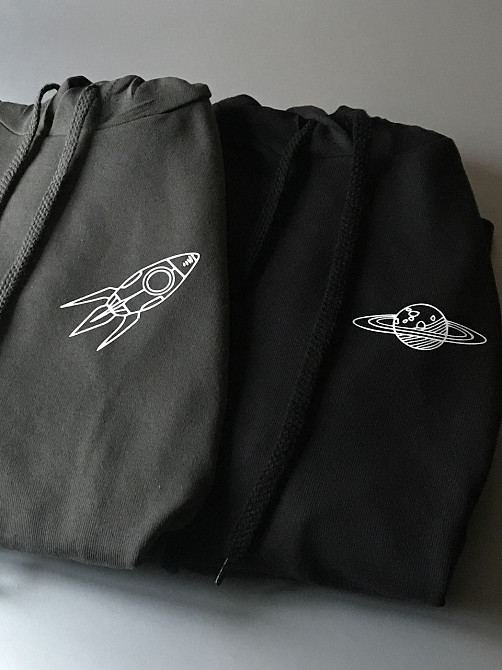 Парні толстовки з капюшоном для хлопця та дівчини з принтом Марс/Ракета Чернівці - фото 3