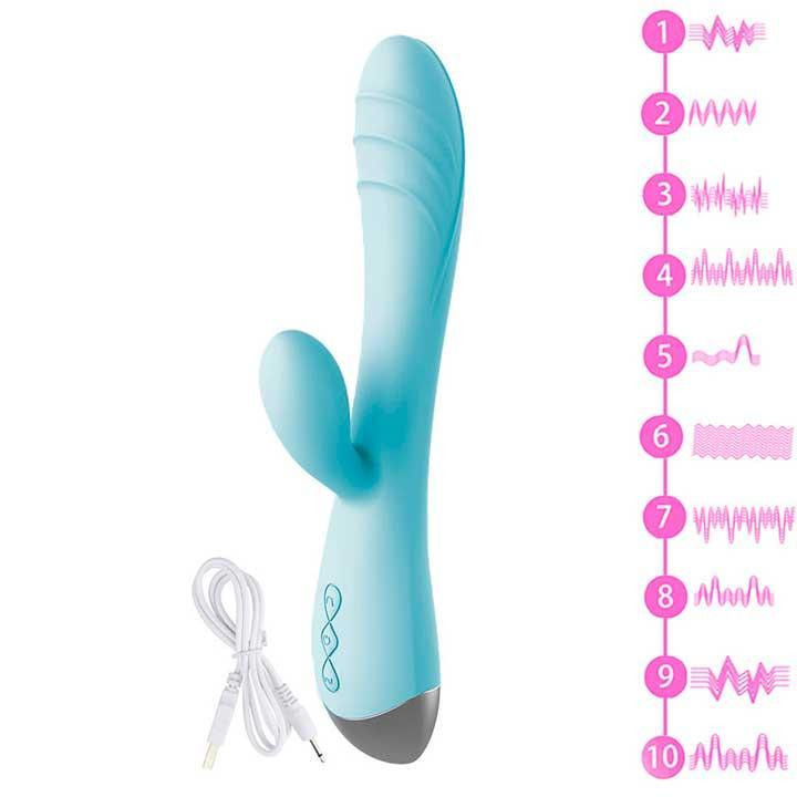 Вібратор кролик для клітора та точки G USB - Блакитний - Вібратори Вінниця - фото 4