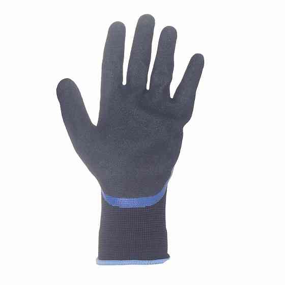 Трикотажные перчатки с двойным нитриловым покрытием р9 (сине-черные, манжет) SIGMA (9443671) Ровно