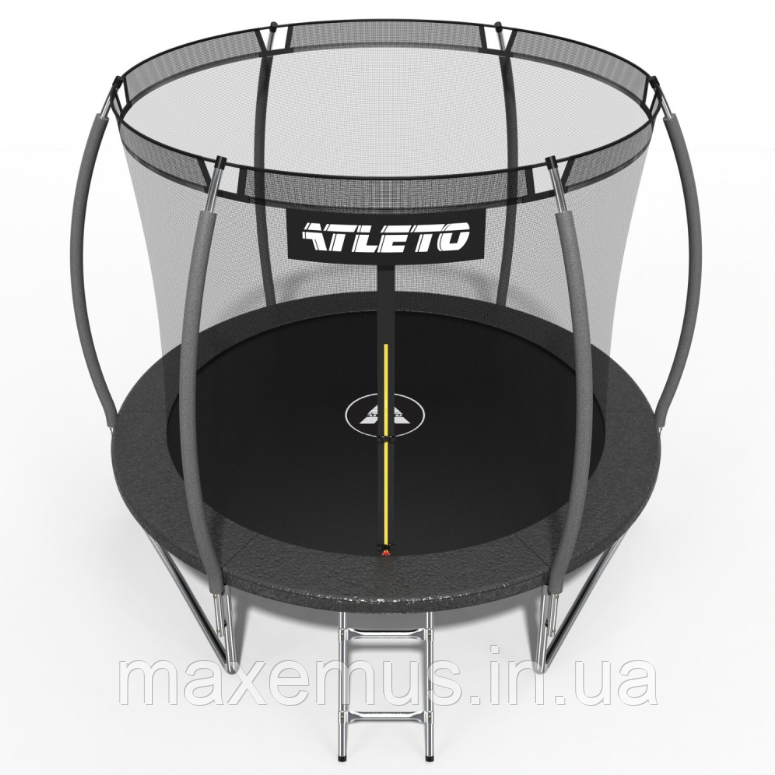 Батут детский Atleto 252 см (8 ft) черный с внутренней защитной сеткой и лестницей (до 100 кг) Мостиска - изображение 9