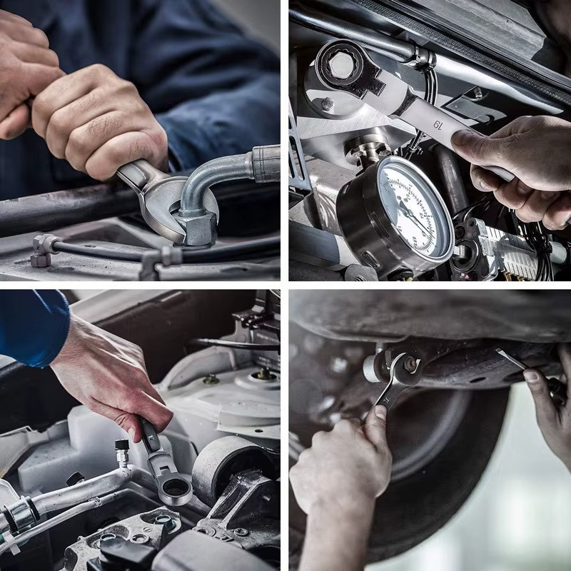 Набір рожково-накидних комбінованих ключів 12 шт, 8-19 мм, гайкові для ремонту з тріскачкою і поворотним механізмом 180° з чохлом Кам'янець-Подільський - фото 7