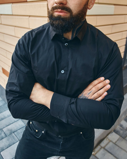 Рубашка мужская классическая Черный L Харьков - изображение 2