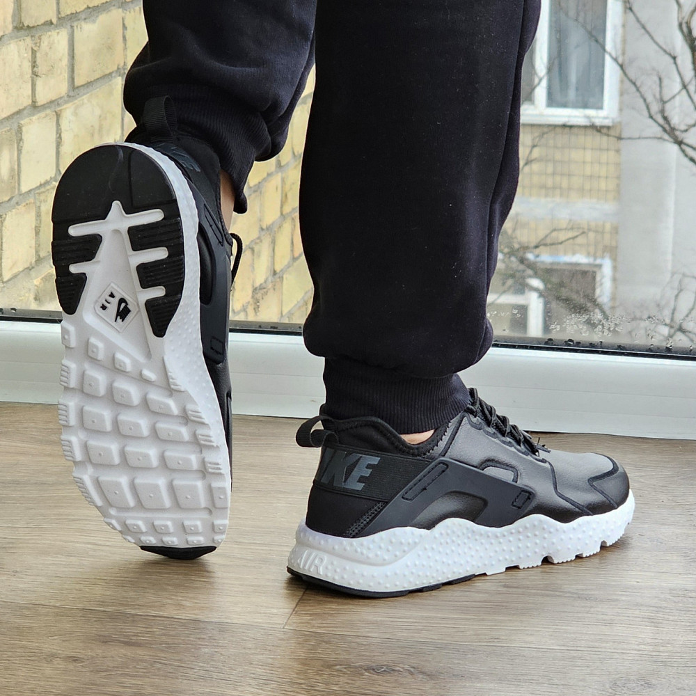Мужские Чёрные Кроссовки Nike Huarache Кожаные Найк (размеры: 41,42,43,44,45) Видео Обзор Днепр - изображение 3