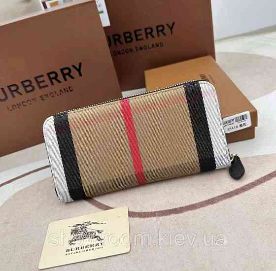 Жіночий шкіряний гаманець на блискавці Burberry (3341) black Київ