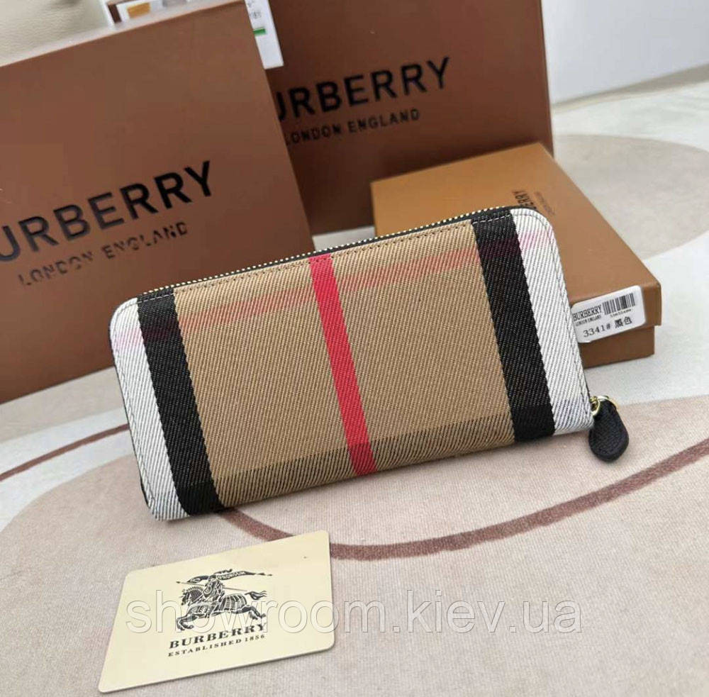 Жіночий шкіряний гаманець на блискавці Burberry (3341) black Київ - фото 4