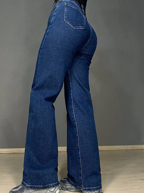 Джинси жіночі Derun 8198-8170 палаццо прямі з ременем сині, синій, 30, 30, 82 см, 108 см Київ - фото 8
