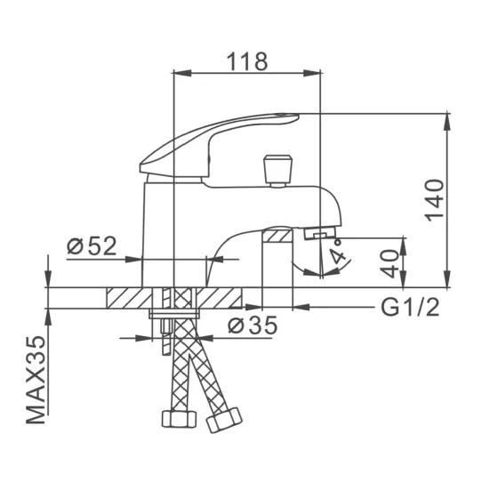 Смеситель для умывальника Frap F1221 с душевой лейкой, хром Киев