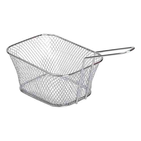 Корзина сервировочная для картофеля фри и снеков 14×10×6 см Серебристая HP-19-8 Киев
