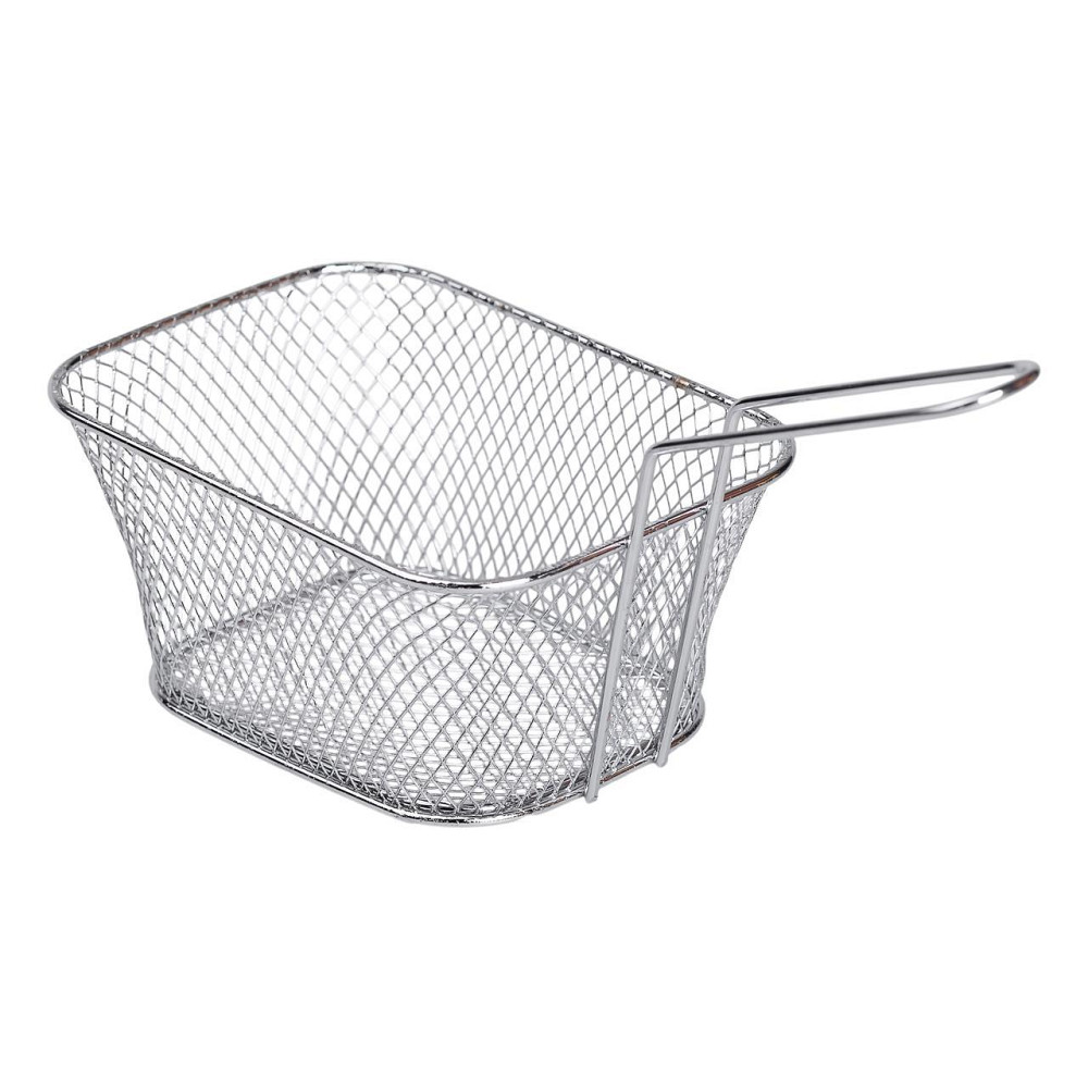 Корзина сервировочная для картофеля фри и снеков 14×10×6 см Серебристая HP-19-8 Киев - изображение 4