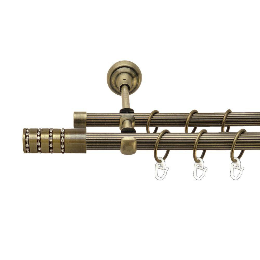 Карниз Orvit Барамелла металевий дворядний відкритий рифлена труба кільце металеве Антик 19\16 мм 160 см (00-00017323) Львів - фото 1