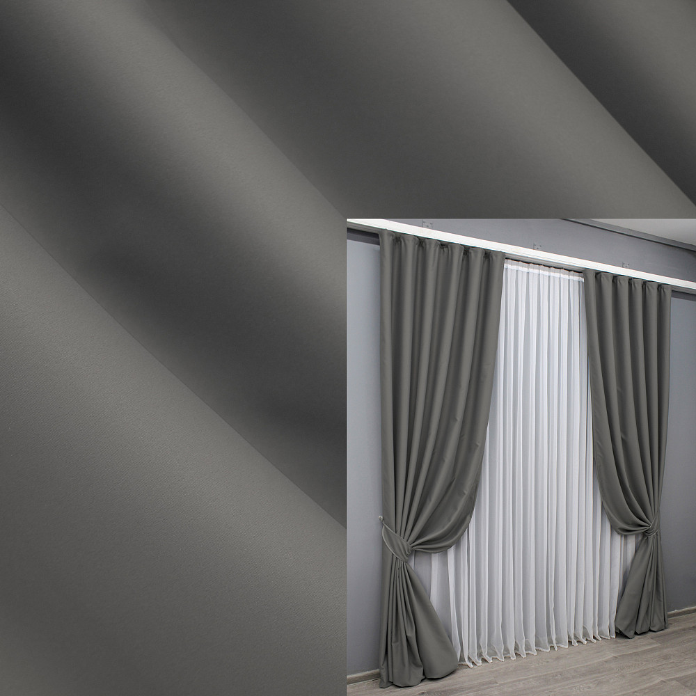 Комплект готових штор VR-Textil Блекаут Midnight № 1671ш Сірий 100х295 см 2 шт (31-823) Київ - фото 1