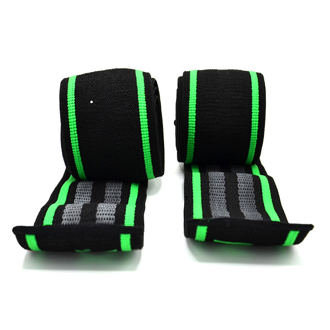 Бинти на коліна MadMax MFA-299 Non slide & slip knee wraps 2.0m Black/Green Каменское - изображение 10