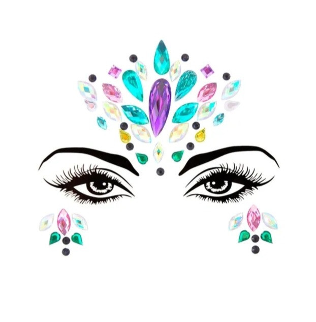 Наклейки камені на обличчя та тіло карнавальні one size різнобарвний Київ - фото 1