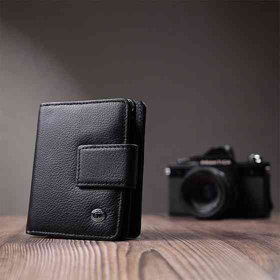 Жіночий гаманець з монетницею та блоком для пропусків із натуральної шкіри ST Leather 22713 Чорний Київ