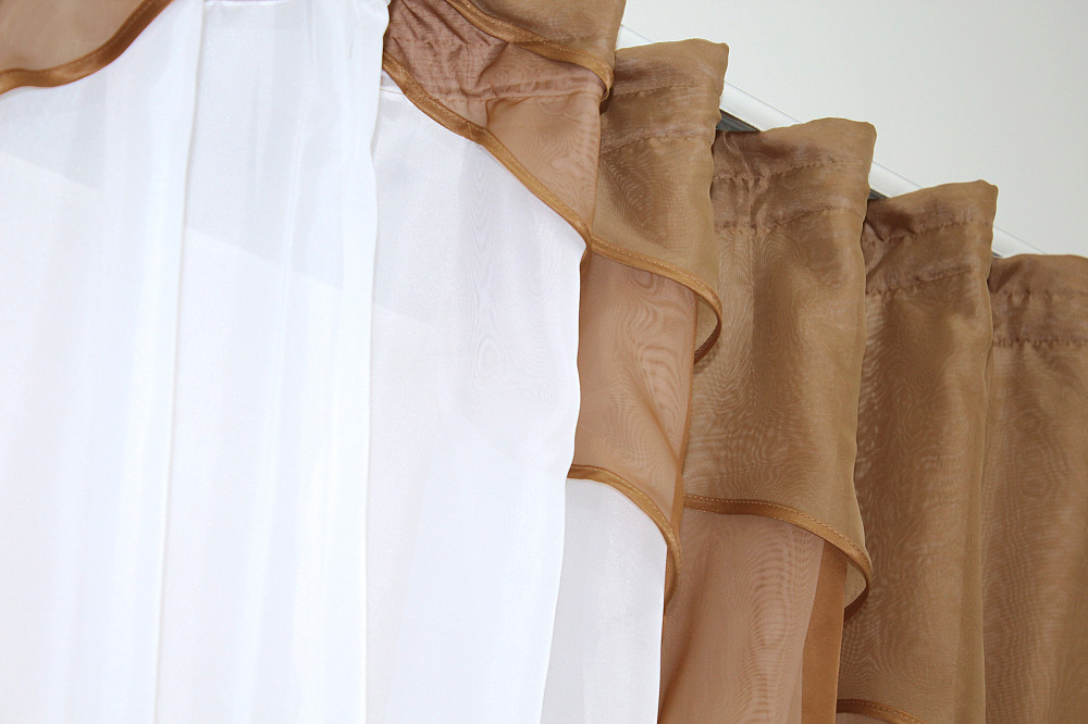 Кухонная занавеска VR-Textil № 114к ламбрекен и тюль коричневый с белым 280х170 см (52-0595) Киев - изображение 5