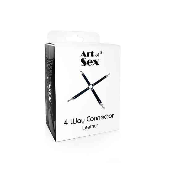 Хрестовина з натуральної шкіри Art of Sex – 4 Way Connector, чорний Sex Aura Київ