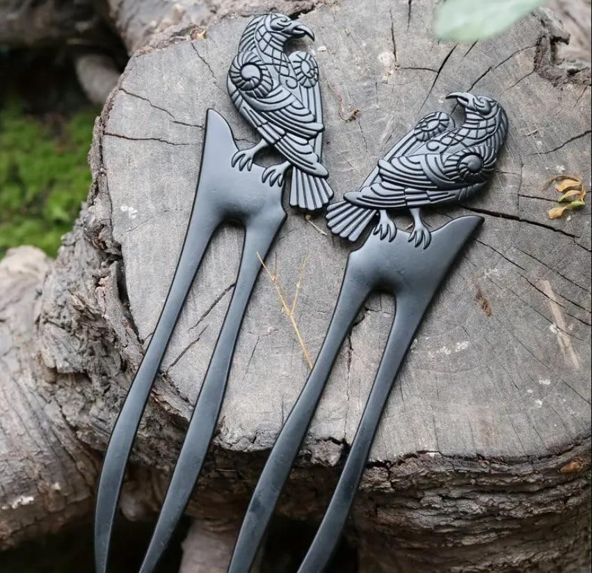 Элегантная винтажная заколка для волос с вороной в стиле Викингов из цинкового сплава. Киев - изображение 5