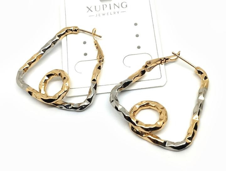 Серьги женские серебристо-золотистые Киев - изображение 1