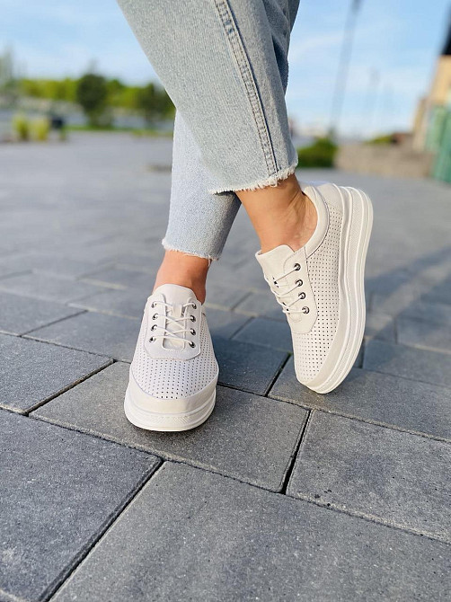 Lonza Жіночі кеди з натуральної шкіри білі весна - літо LONZA / Стильні кеди літні шкіряні р.38 Коломыя - изображение 8