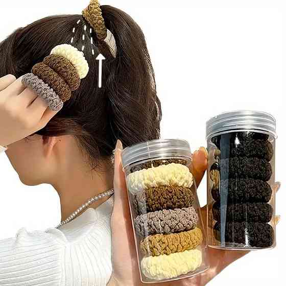 Набір жіночих гумок для волосся, пучків, хвостів м'які 6 шт, міцні, спандекс еластичні, однотонні різнокольорові Кам'янець-Подільський