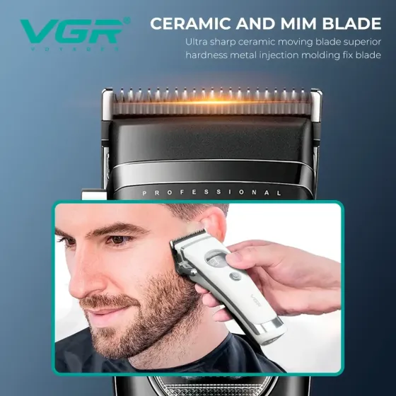Машинка для стрижки VGR V-880C WHITE акумуляторна 11 насадок LED дисплей док-станція Одеса