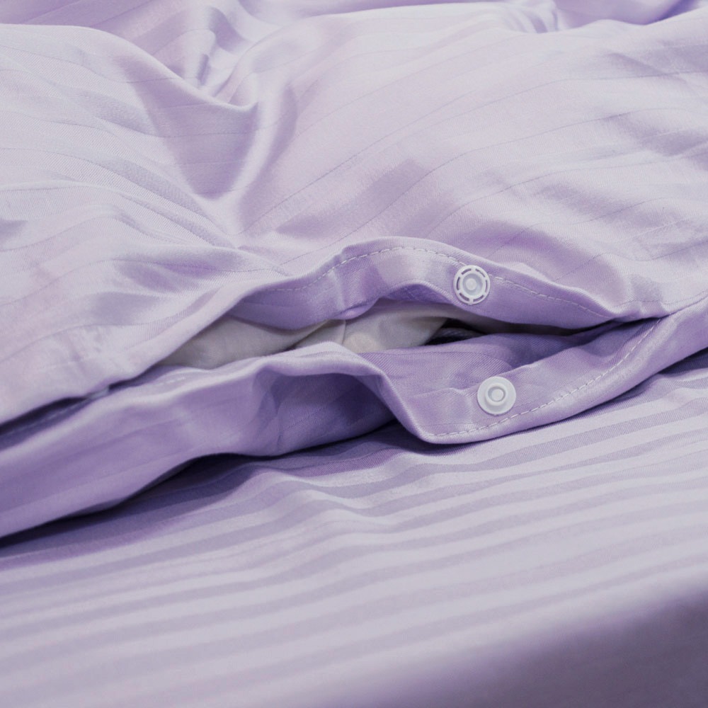 Постельное белье Страйп Сатин Полуторное 125 г/м2 YouStar (Сиреневый) 2 х 50х70 Сумы - изображение 3