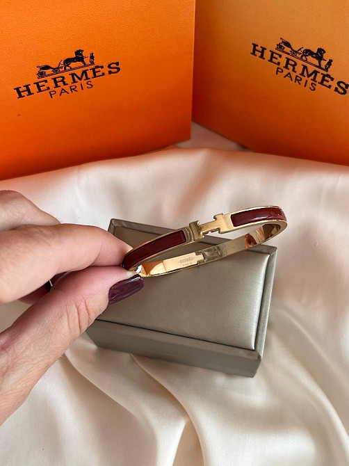 Браслет Hermes бордо, покрытие лимонное золото 18К, размер 16-17 Одесса - изображение 1