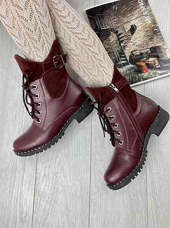 Injers Черевики жіночі INJERS бордові натуральна шкіра з хутром (висота 17см, підошва 3см, розм Коломыя