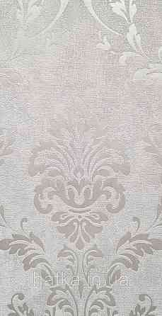 Шпалери вінілові на флізеліні Grandeco Universe 5 вензеля завитки сріблясті на сірому Київ