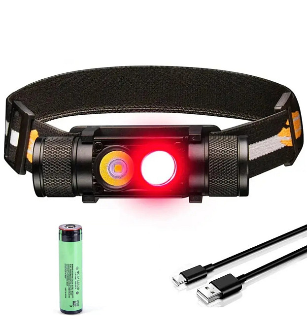 Тактичний налобний ліхтар Sofirn H25LR з червоним світлом 660 лм + акумулятор 3400 мА·год Вінниця - фото 1